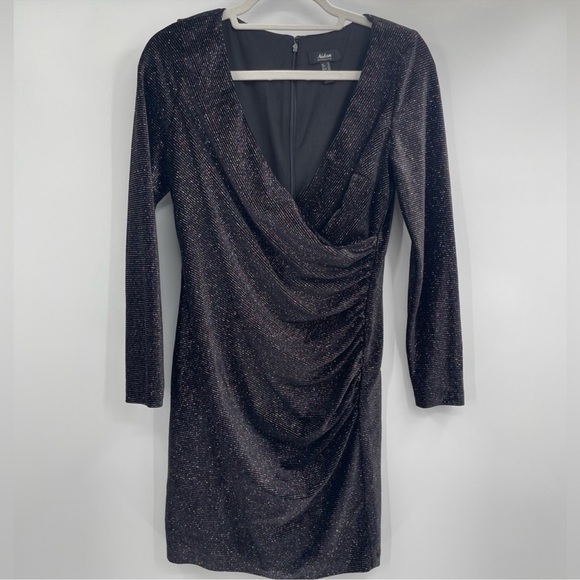 Aidan By Aidan Mattox Metallic Knit Long-Sleeve Dress Size 6 - Picture 1 of 6
